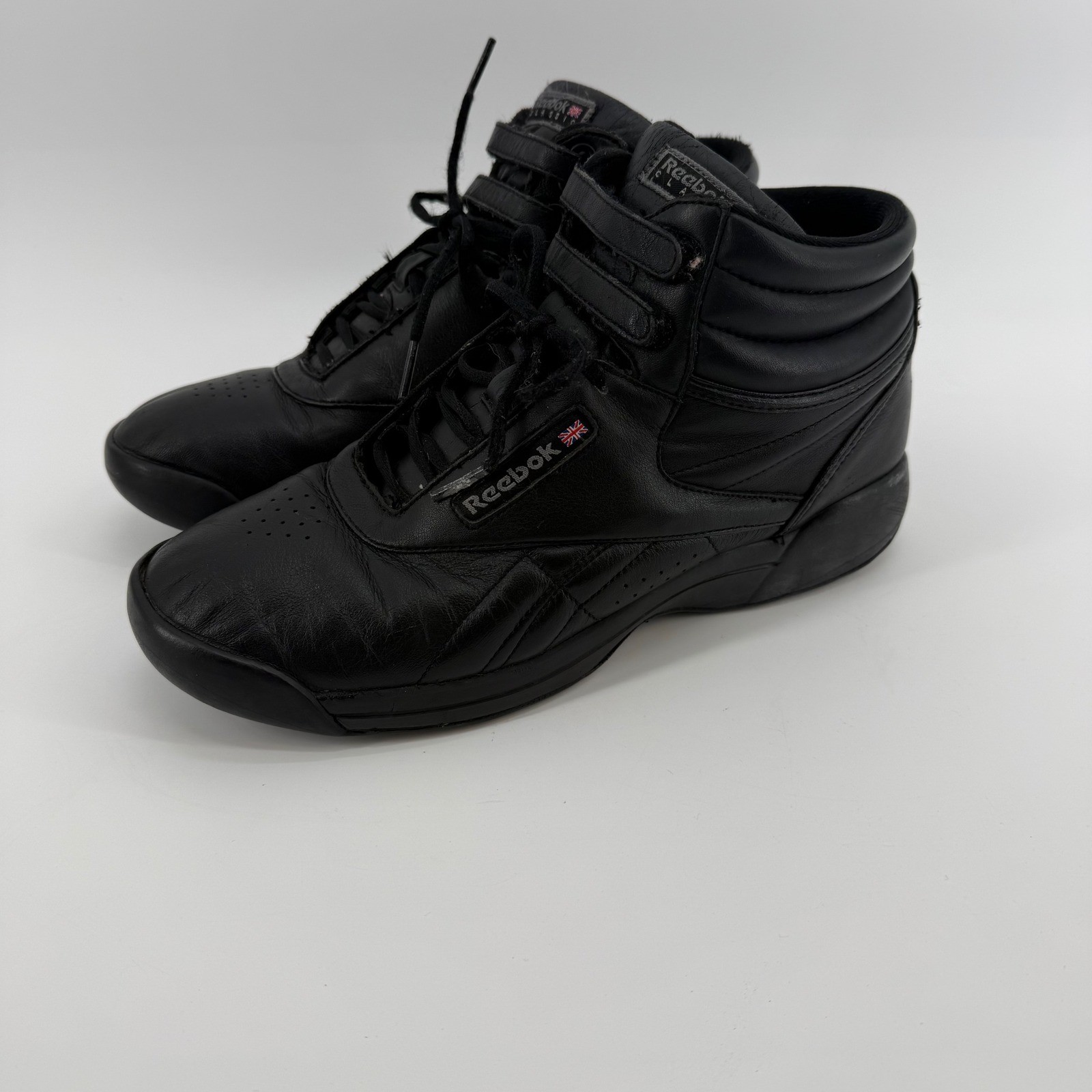 Reebok Classic Freestyle Hi Top Women's 9.5 Black Leather High Top Sneakers