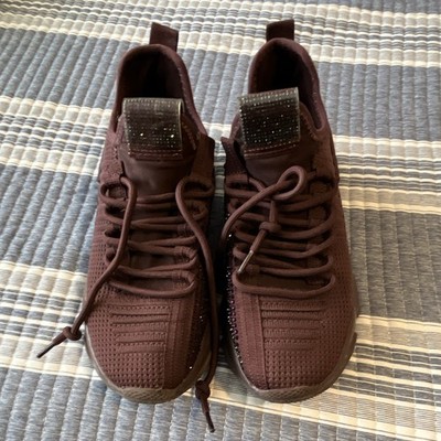 Steve Madden Women's Sneakers Maxima Burgundy Glitzy Rhinestone Gum Bottom Sz 7