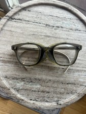 AO American Optical Flexi Fit Safety Horn Rim Glasses Mesh Shields VTG 6 3/4
