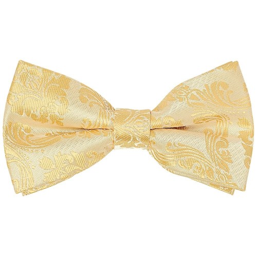 Pre Tied Caramel Paisley Boys Bow Tie and Pocket Square Set Children's Wedding - Picture 2 of 4