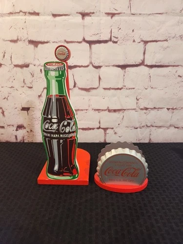 Vintage Coca Cola Wooden Paper Towel Holder  And matching Napkin Holder