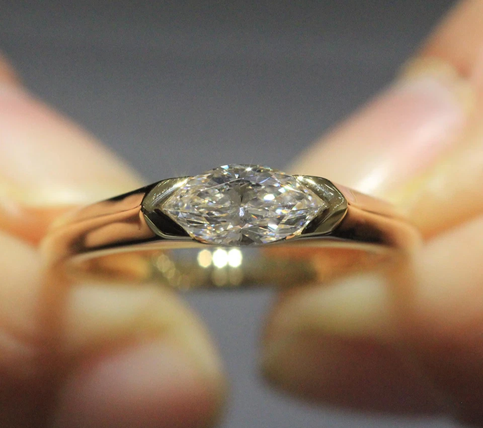 Lab Grown Diamond Engagement Rings Marquise Cut 10k Gold Rings gifts for her - Image 2 of 4