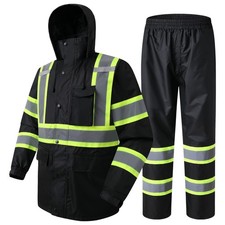 JKSafety Hi-Vis Reflective Safety Rain Jacket and Pants for Men Women Waterpr...