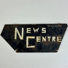 Vintage Salvaged British Delivery Bicycle Trade Metal 'News Centre' Sign