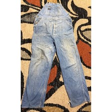 VTG OLD OshKosh B Gosh Mens Denim Bib Overalls Light Wash Distressed Workwear