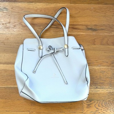 Nanette Lepore Pale Blue Pebbled Leather Drawstring Tote Bag