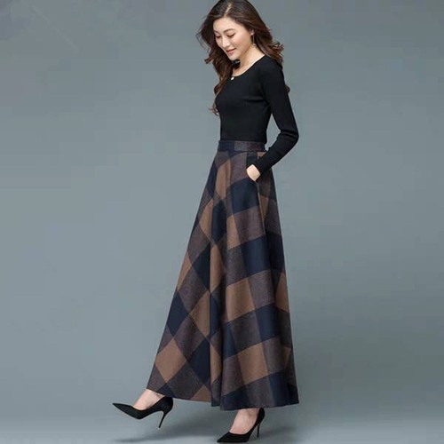 Women Skater Flared Boho Printed Maxi Bottom High Waist Formal Work Swing Skirts - Picture 3 of 14