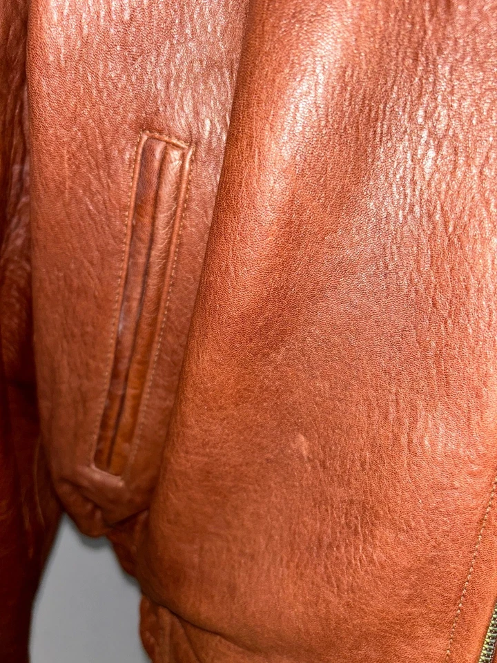 Jaqueta bombardeiro aviador masculina couro genuíno Tanners Avenue tamanho 4X acolchoada forrada - Imagem 3 de 4