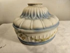 Victorian 7" Frosted Glass Shade, Blues, Greens, Milk Glass, Hand Painted, VGC