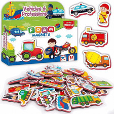 34 Foam Fridge Magnets for Toddlers 3 years Vehicles and Professions Magnets
