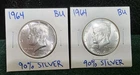 Lot of Two (2) 1964 Kennedy Half Dollars, BU Condition, 90% Silver