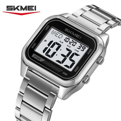 SKMEI Men Digital Watch LED Rectangle Watch Fashion Steel Business Male Watches