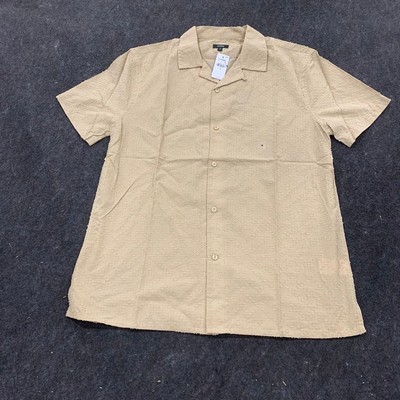 EXPRESS Cotton Textured Dobby Grid Short Sleeve Shirt Men's Size M