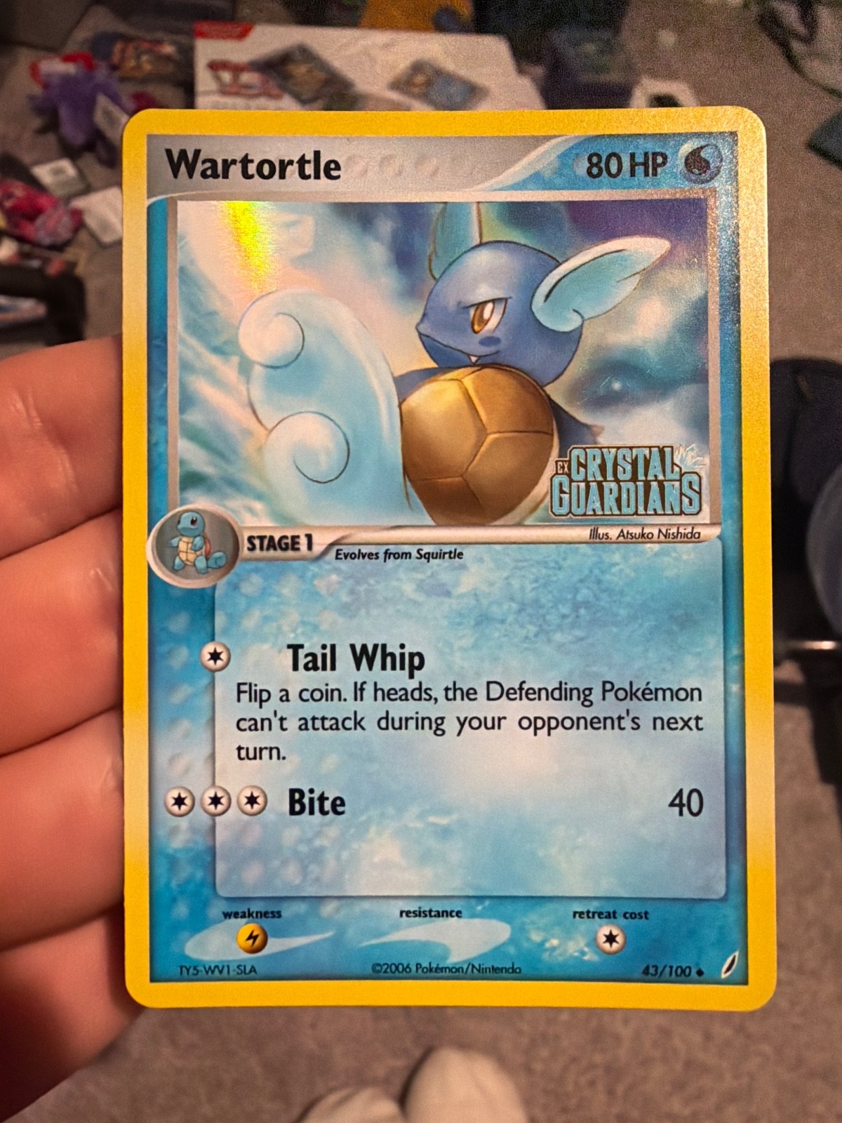NM Wartortle 43/100 Crystal Guardians Reverse Holo Crystal Guardian ex stamp
