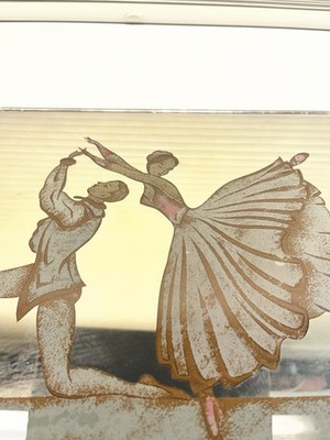 Vintage Reverse Painted Mirror Ballet Ballerina Signed