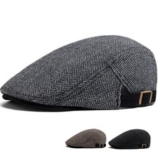 Mens Peaky Blinders Flat Cap Hat Newsboy Tweed Herringbone Gatsby Boys Winter
