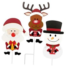 3 Pack 11.8 Inches Christmas Yard Signs with Stakes, Metal Standing Reindeer,