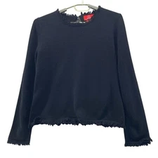 Oscar Cashmere Sweater Medium Quiet Luxury Fringe Angora Lightweight Warm Cozy