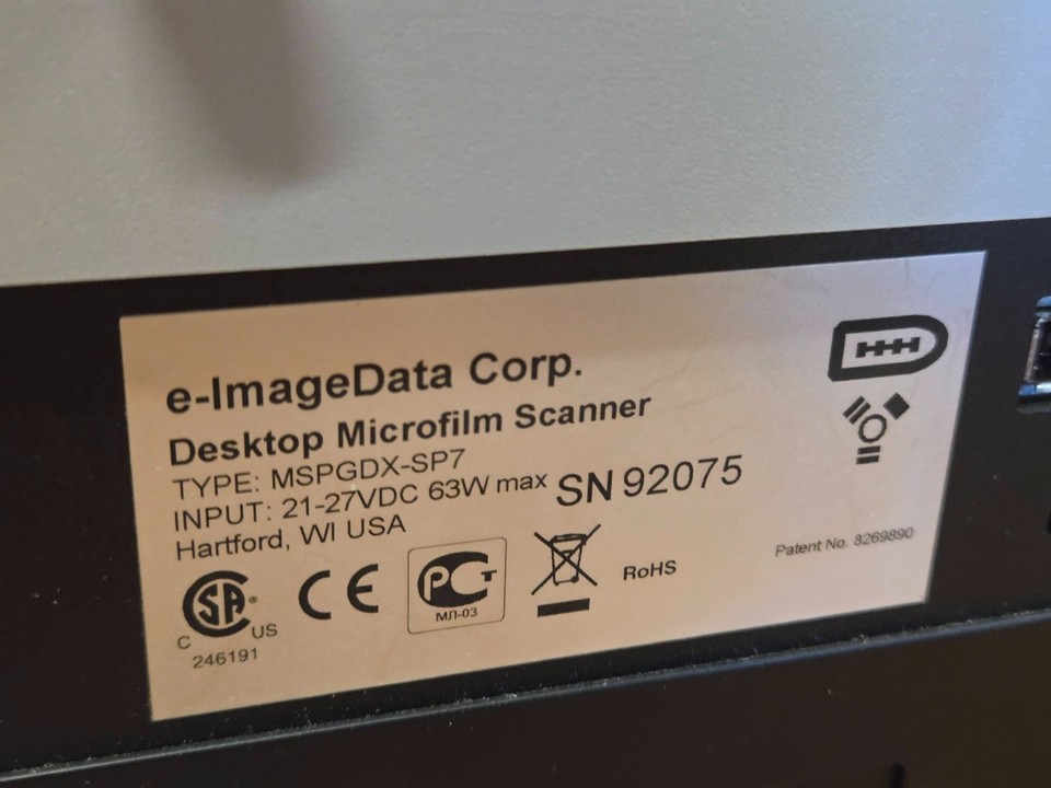 Sp7 Sign E-Image Data Corp. ScanPro 3000 Desktop Microfilm Scanner MSPGDX-SP7 | eBay