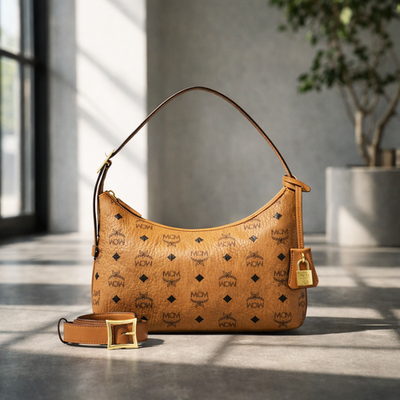 #ad MCM Aren Hobo in Visetos small Crossbody bag cognac F S JP $268.00