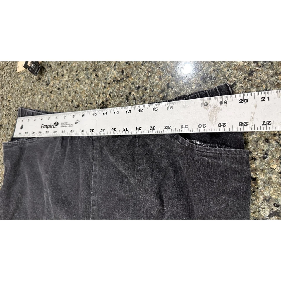 Woman Within Pull On Pants Plus 28W Tall Gray Stretch Waistband Cotton Blend - Image 3 of 4