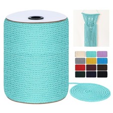 Teal Macrame Cord 4mm x 328 Yards Natural 3 Strand Twisted Cotton Rope Craft