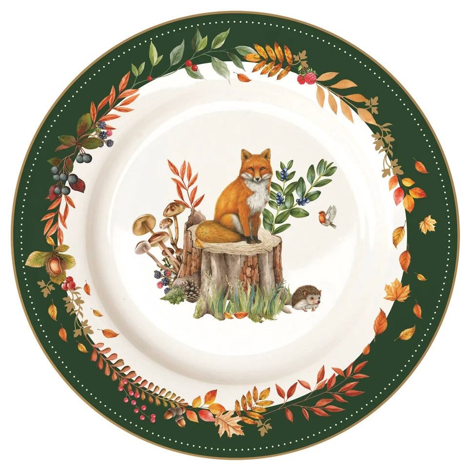 18tlg. Tellerset Forest Dream mit Blättern weiß grün aus Porzellan Easy Life - Bild 4 von 4