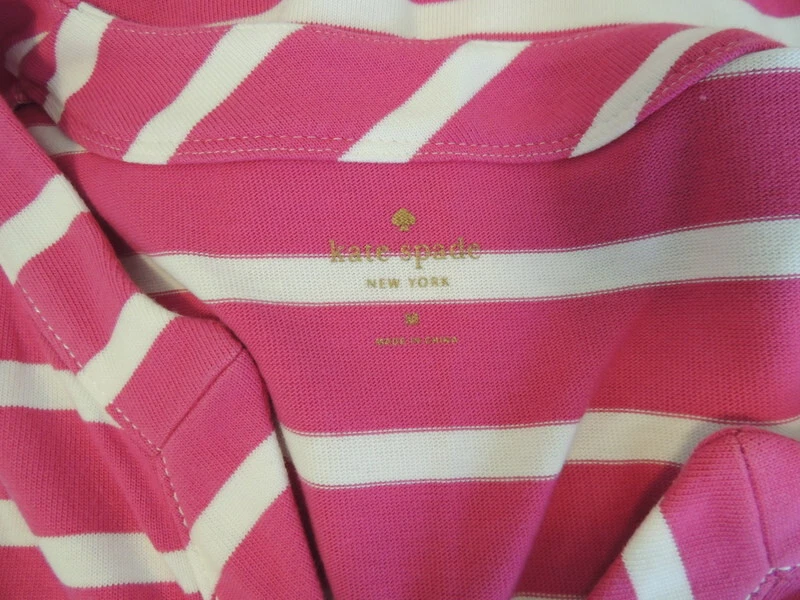 Kate Spade Womens M Dress Pink & White Striped Sleeveless Tee Shirt Pockets