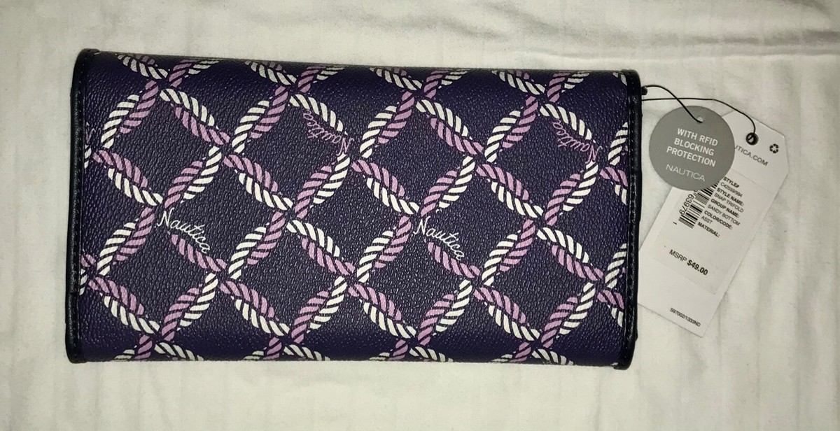 NEW NAUTICA WALLETS STYLES SNAP TRIFOLD/ CLUTCH WITH RFID BLOCKING