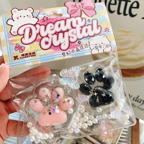Mini Cat Paw Pinch Toy Blingbling Slow Rebound Stress Relief Toys Transparent Cu