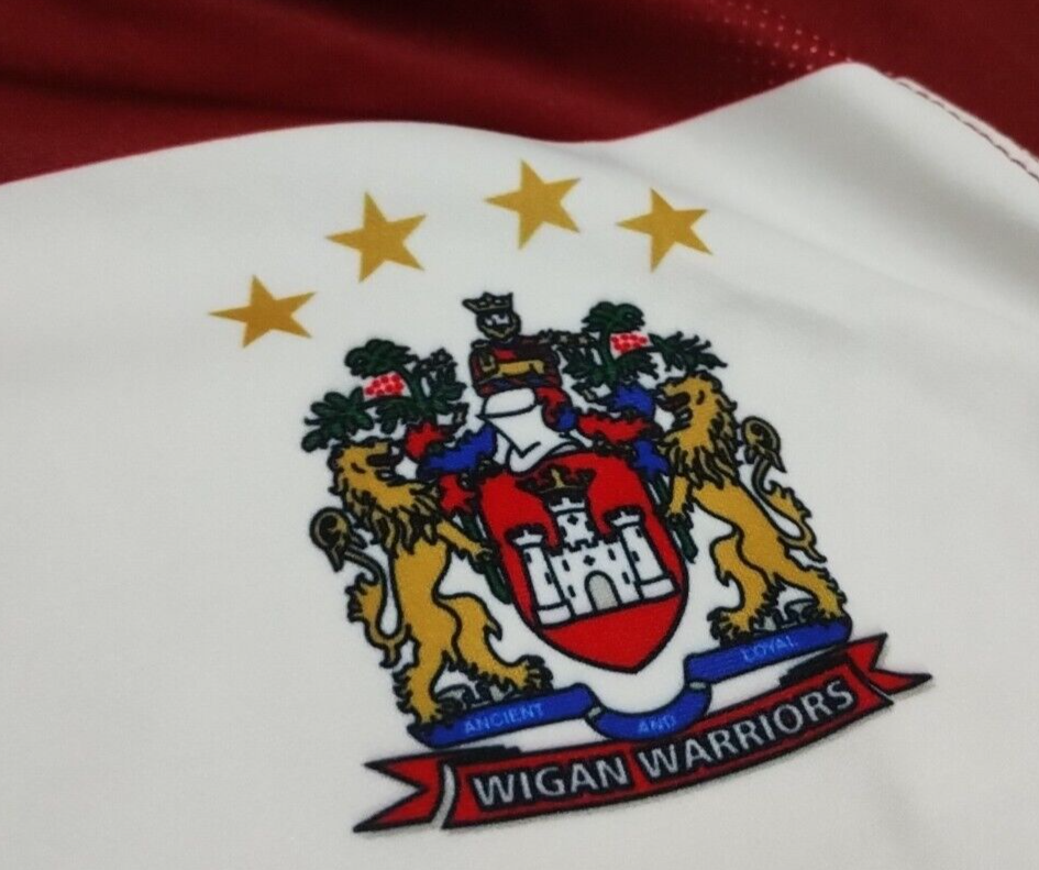 MAILLOT DE RUGBY WIGAN WARRIORS VINTAGE ERREA TAILLE S - ROUGE BLANC