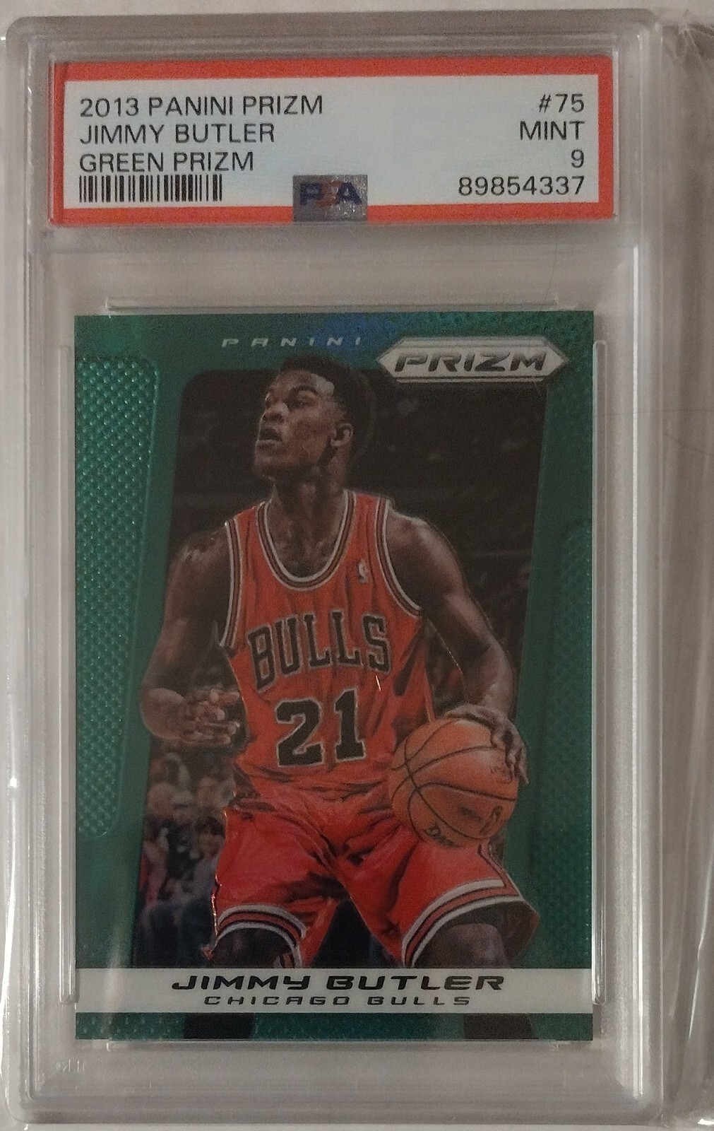 2013-14 Panini Prizm Jimmy Butler Green Prizm #75 PSA 9 Mint Heat Bulls
