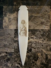 ENGRAVED NATIVE AMERICAN WARRIOR BUFFALO BONE SPEAR POINT 7+" POWWOW RENDEZVOUS