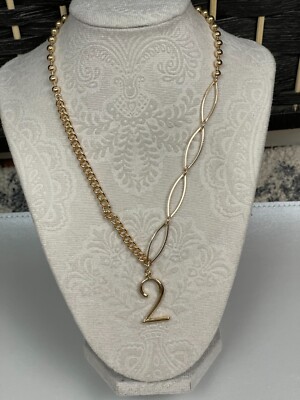 Open Edit Nordstrom Gold-Tone Mixed Chain Numeral Pendant