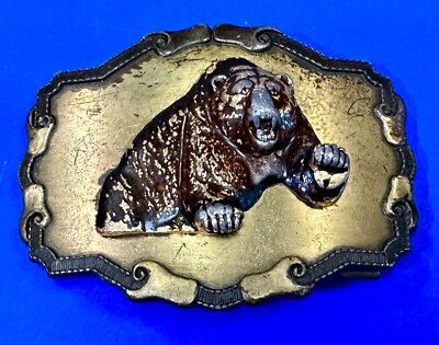 Brown Bear Growling 3D Wildlife Hunting Grizzly Raintree 1978 Belt Buckle 
