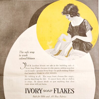1920 Procter And Gamble Ivory Soap Flakes Advertisement Detergent Laundry HM2D