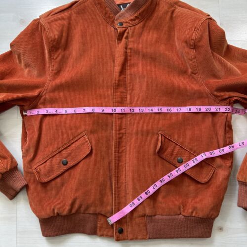 VTG Yves Saint Laurent YSL Corduroy Full Zip Bomber Jacket Size M Maroon FLAW - Picture 17 of 24