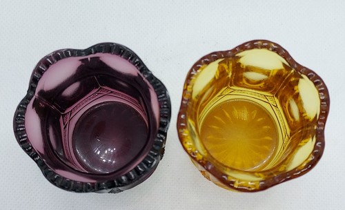 Lot Amethyst and Golden Galloway Virginia Pattern Toothpick Holders Mosser Glass - Picture 2 of 7