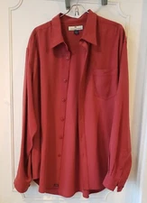 Tommy Bahama men's Shirt 100% Silk Long Sleeve Size XL  Red Copper Color TB mark
