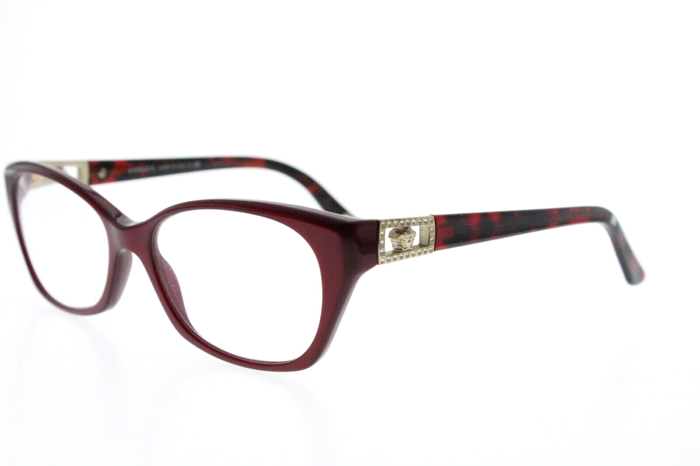 Versace VE3170B 5026 Red Havana Gold Rhinestones Luxury Italy Eyeglasses 52mm