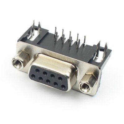 5Pcs D-SUB 9 Pin Female Right Angle PCB Connector 2 Rows DB9F Adapter Converter 
