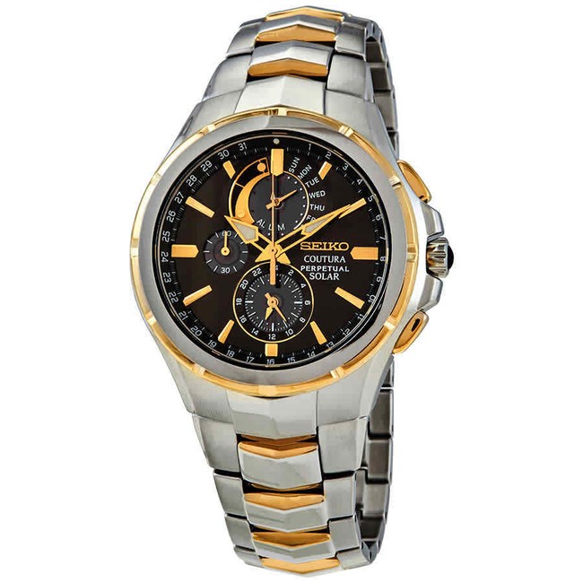 Seiko Coutura Solar Perpetual Chronograph Reloj para hombre con esfera  negra SSC376