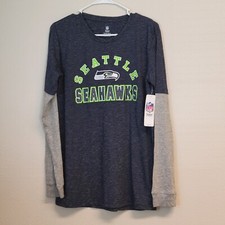 Seattle Seahawks Shirt YOUTH 18 XXL Blue Gray Long Sleeve NFL Team Apparel NWT