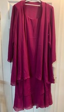  2pc SLEEVELESS LONG JKT, MOTHER - BRIDE DRESS 5X,6X MAGENTA