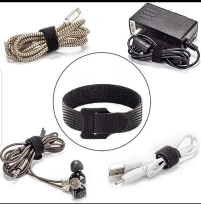 Releasable Cable Ties  Black  Nylon Loop Wrap Zip Bundle T-Type Wire 100pcs