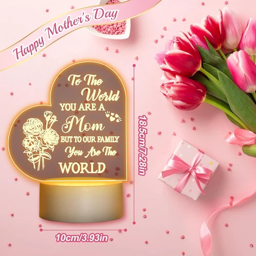 Luz nocturna grabada para mamá - Regalo conmovedor "You Are The World", alimentación USB - Imagen 3 de 8