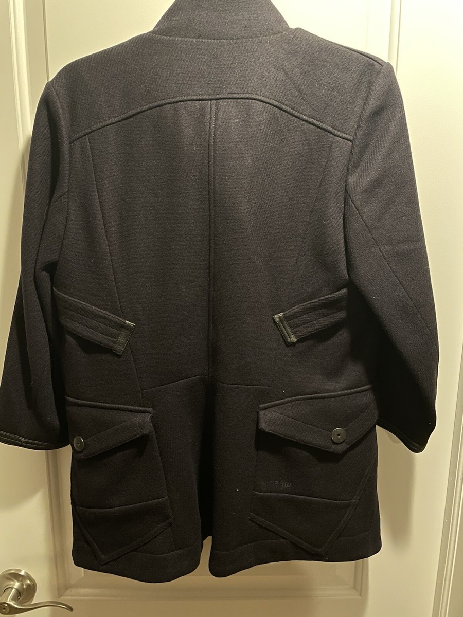 G Star Raw Size L Navy Wool Jacket 3/4 Sleeve View 3