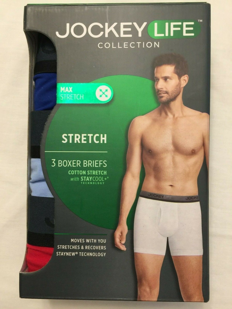 NWT Jockey Life Collection Men Pack Boxer Brief Underwear Cotton  Stretch