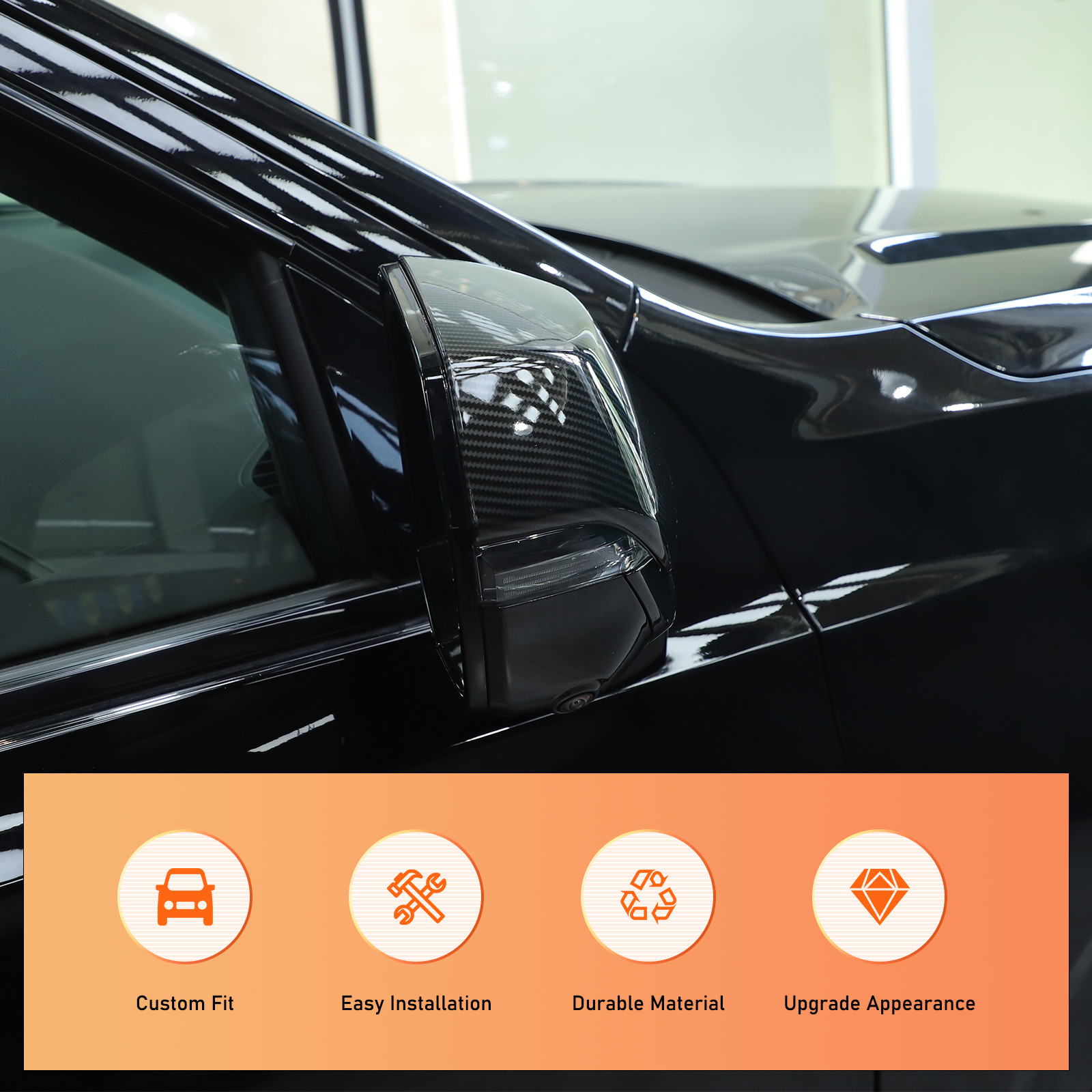 Carbon Exterior Side Rear View Mirror Cover Trim For Cadillac Escalade 2021-2025