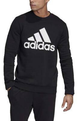 adidas Men's Essentials Fleece Golf Crew Sweatshirt (Black/White) NEW